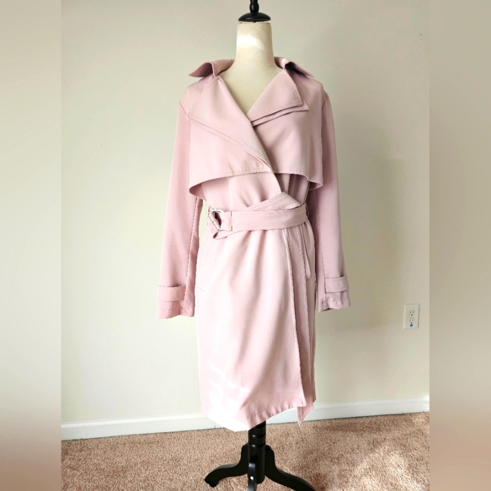 Michael Kors Long Trench Coat in Pink